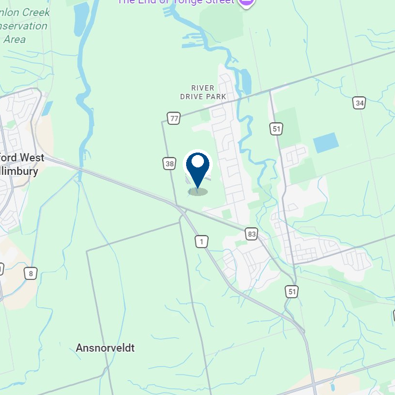 Map of OE Utility Services Barrie & Area yard in Holland Landing
