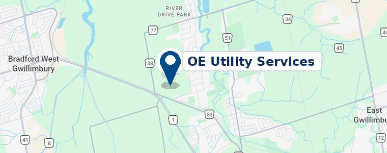Map of OE Utility Services yard in Holland Landing