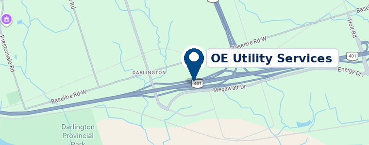 Map of OE Utility Services yard in Courtice