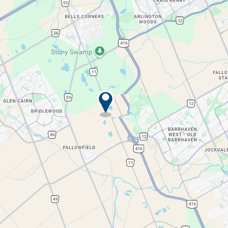 Map of OE Utility Services Ottawa & Area yard in Nepean